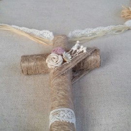 Cruz comunión madera niña personalizado. Rosario de comunión